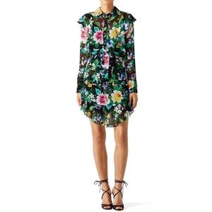 Marissa Webb Black Shelton Floral Silk Dress size L